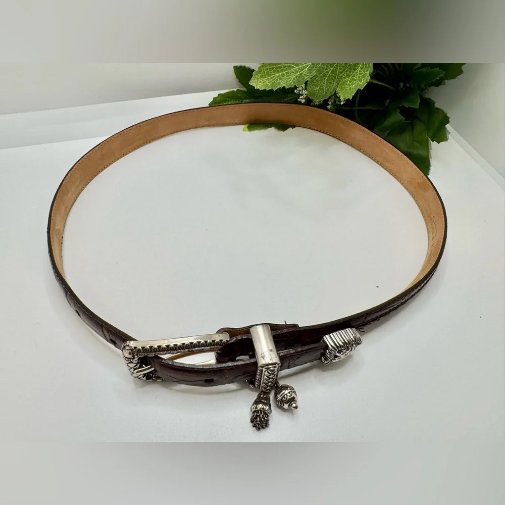 Vintage Brighton Women's  Brown Leather Belt Embelishments